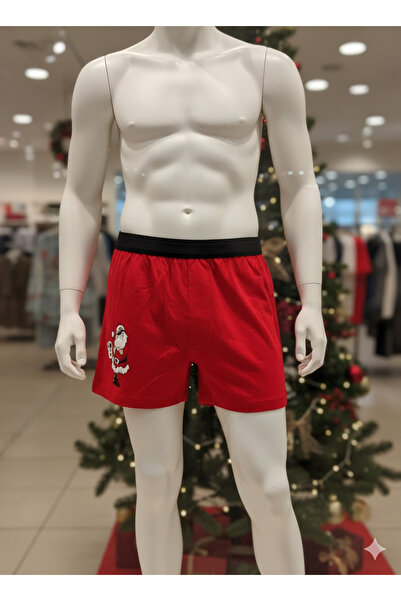 Menday New Year Themed Santa Claus Printed Cotton Men Boxer