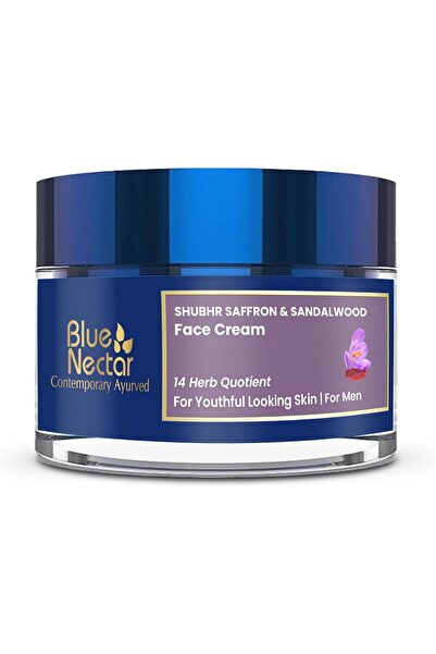 Blue Nectar Men Face Cream, Natural Skin Brightening Cream, Anti Aging Cream for Men with Sandalwood