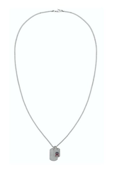 Tommy Hilfiger قلادة رجالية تحمل حرفًا واحدًا مع سلسلة