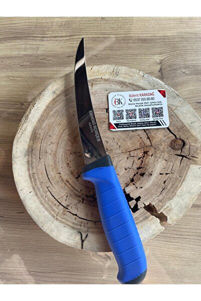 Karadağ 🔪 BIÇAK Eğri Söküm Bıçağı Mavi 14 cm – El Yapımı Paslanmaz Çelik Kas...