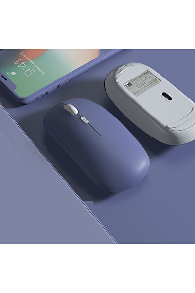 MMP SHOP Kablosuz Mouse Wireless ve 2.4Hz Bluetooth Şarj Edilebilir Sessiz Mo...
