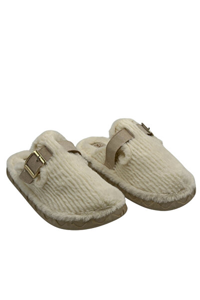 SLC Women's Plush House Slippers with Buckle Detail
