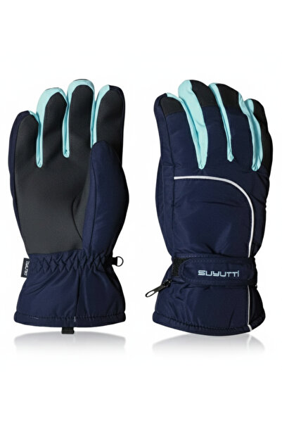 Suyutti Su Geçirmez Siyah Erkek Kayak ve Snowboard Eldiveni - İçi Polarlı Termal