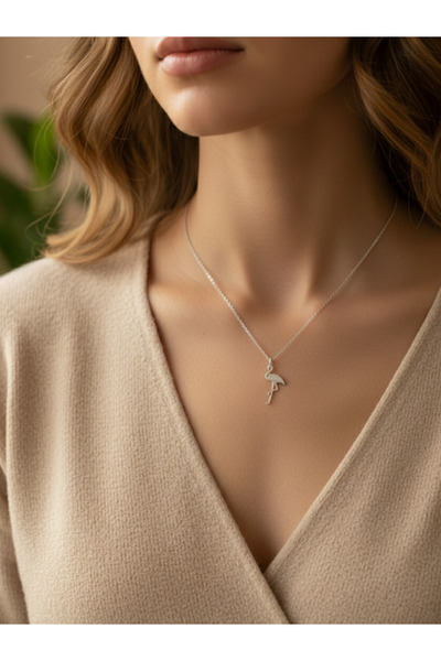 Büşra Çetin 925 Ayar Gümüş Flamingo Detaylı Gümüş Kolye