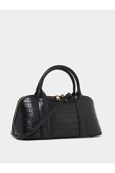 Styli Black Croc Textured Bowling Bag