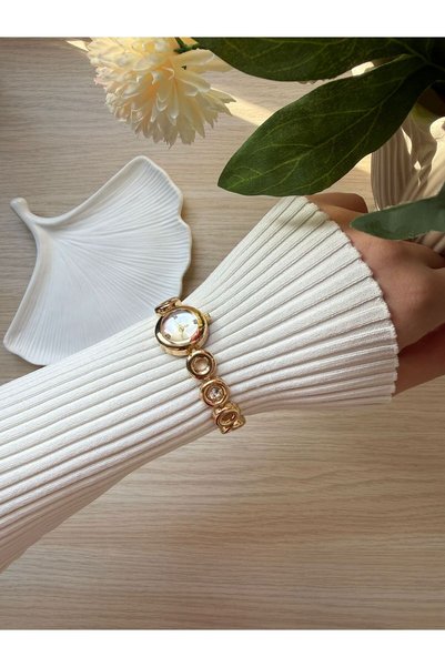 rubsey Retro Minimal Metal Cord Vintage Women's Wristwatch Gold Round