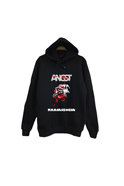 fame-stoned Rammstein - Angst Printed Unisex 100% Cotton Hooded Black Sweatshirt