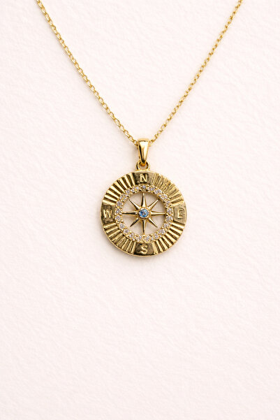 Zerda Kuyumculuk 14 Ayar Altın Pusula Kolye