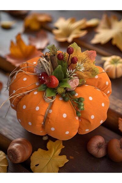 FLORİVYA Premium El Yapımı Dekoratif Balkabağı Aranjmanı Sonbahar Konsepti