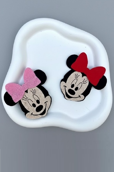 Panowill Design Kız Bebek Keçe Süslemeli Saçsız Bebek Tokası -Pembe ve Kırmızı