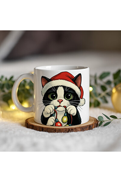 hobidünyam- New Year's Cat Design Porcelain Mug