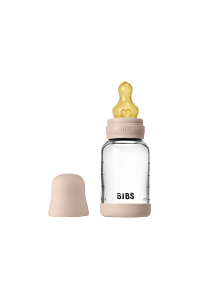 Bibs - Round Latex Slow Flow Glass Baby Bottle - Blush - 120 ml
