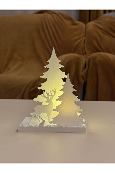 BTR Store Set decorativ de Craciun cu ren, iepuras si 2 braduti, efect siluet...