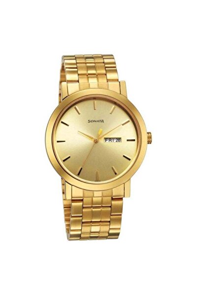 SONATA 77108YM07 Men's Watch – Champagne Dial, Yellow Stainless Steel Bracele...