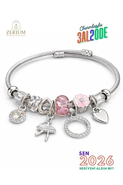 ZERİUM سوار نسائي عصري أنيق من الفولاذ بتصميم راقصة الباليه والقلب