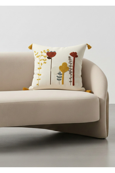 Destiva Home Πολύχρωμο Κάλυμμα Μαξιλαριού Κάκτου με Κέντημα Διακοσμητικό Φούν...