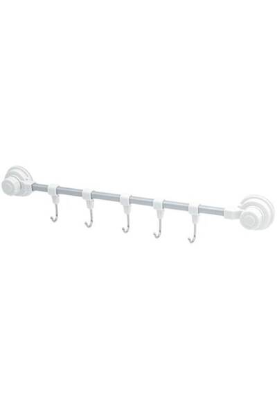 Herum Cuier pentru baie cu 5 cârlige și ventuze, alb, 40 cm