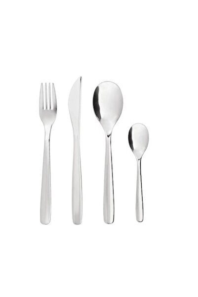 Bibilel Cutlery Set, 16 Pieces, Stainless Steel, Gray