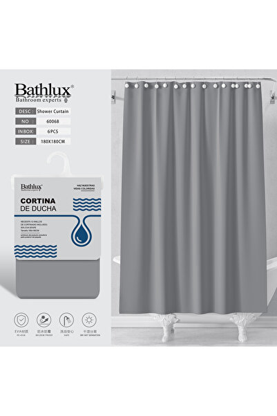 BATHLUX EVA Shower Curtain Grey 180*180 CM, 60068