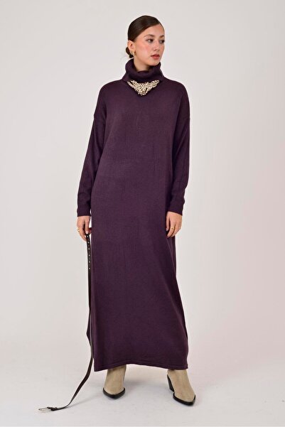 Park Moda 8601 Rival Fishing Collar Knitwear Dress with Belt Detail