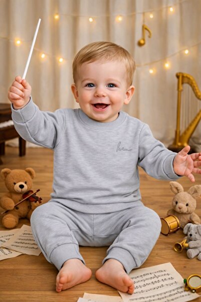 tunays shopping طقم ملابس علوي وسفلي للأطفال من الجنسين مصنوع من القطن العضوي...