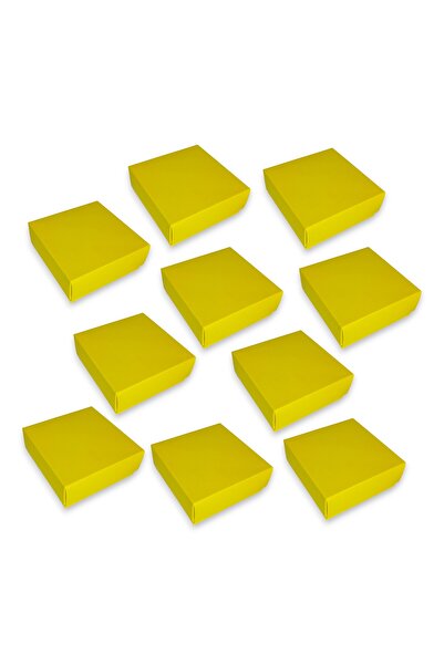 STE Onlu Demonte Parlak Sarı Hediye Kutusu 12,5x12,5x03 cm - On Adet Parlak S...