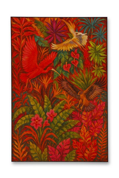 Rugs Modern Halı MOSSO Çok Renkli Çiçekler ve Kuşlar Desenli Dokuma Taban Mod...