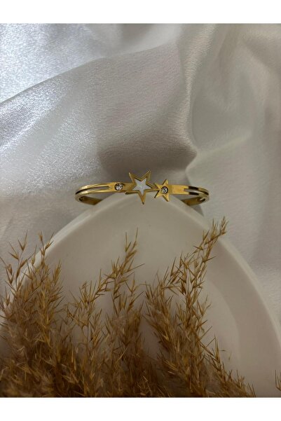 stainless steell سوار من الفولاذ بتفاصيل من حجر اللؤلؤ والزركون