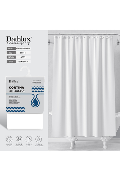BATHLUX EVA Shower Curtain White 180*180 CM, 60064