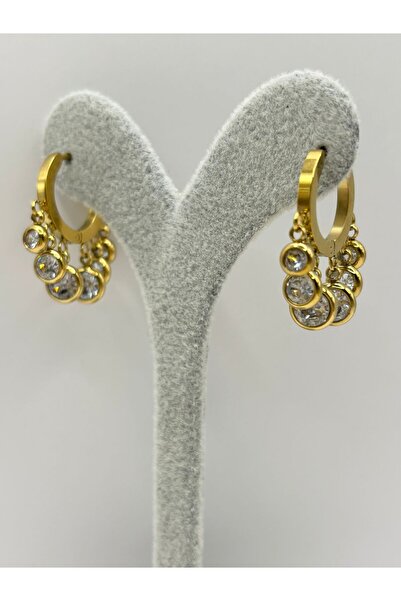 aurora dükkan Çelik Gold Taşlı Shakira Küpe