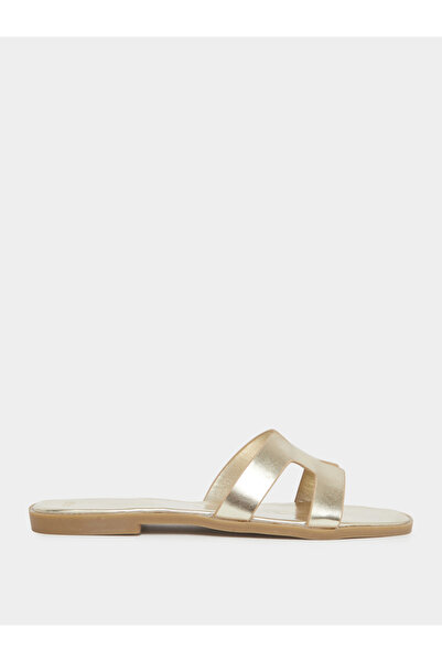 Styli Gold Slip On Flat Sandals
