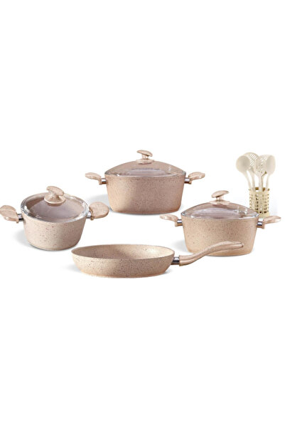 Bonera Turkish granite cookware set, 13 pieces, glass/steel top, 3m