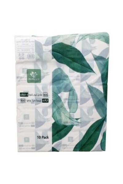 HDB مناديل ورقية بيضاء ناعمة، عبوة من 10 قطع | 600 منديل