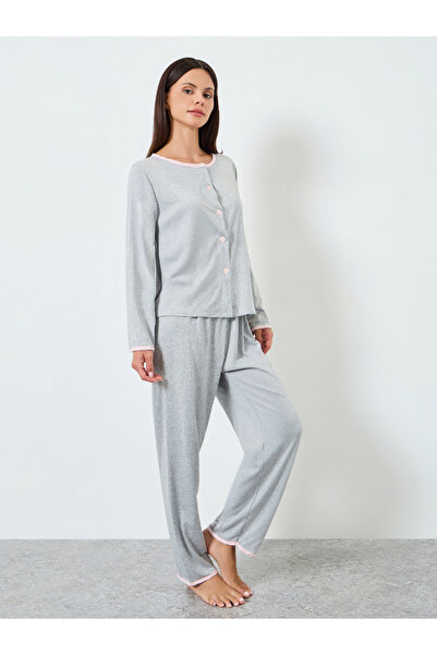 Styli Solid Opening Tops&Pants Pajama Long Sets