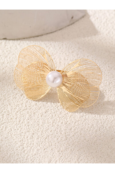 Take Two By Styli خاتم مجوف منحوت مزين باللؤلؤ الصناعي