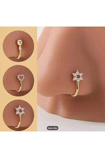 MORESUN 3 Adet Kadın Ayarlanabilir U Şekilli Burun Halkaları Pearcing