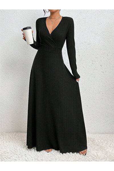 Take Two By Styli Women Ribbed Knit A-Line Maxi Dress