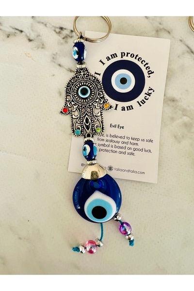Talia&Talia سلسلة مفاتيح فاطمة على شكل حبة العين الشريرة