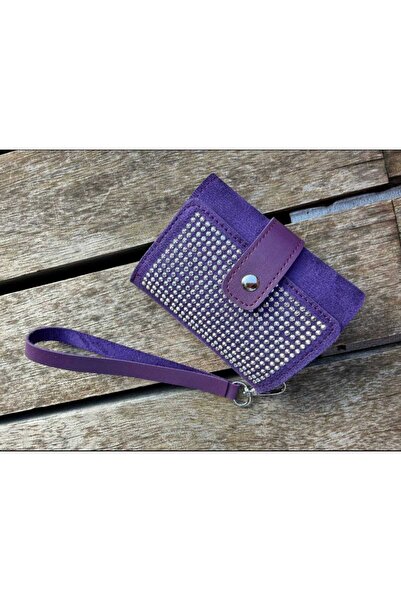 ÖZÜM TAKI محفظة نسائية متعددة الأقسام بتفاصيل حامل البطاقات باللون الأرجواني