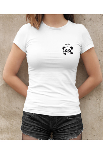 shi dumanlar giyim Unisex Bay Oversize Hello Panda Baskılı T-Shirt tshirt tişört