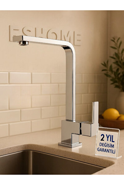 ESHOME Kare Krom Kaplama Aç Kapa Mutfak Eviye Bataryası 2 Yıl Garantili