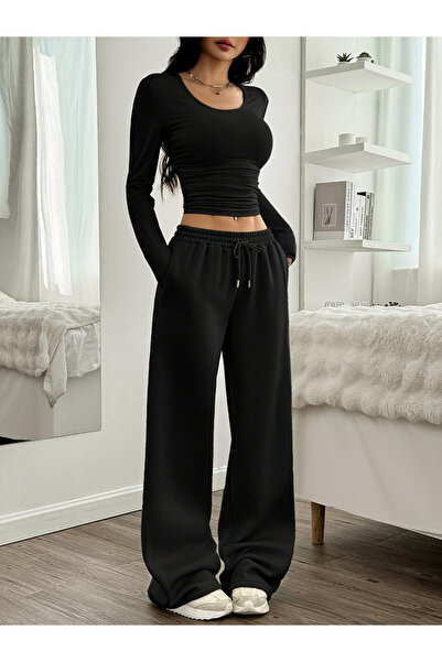 Take Two By Styli Women Fitted Waist Top and Straight Leg Pants Co-Ords