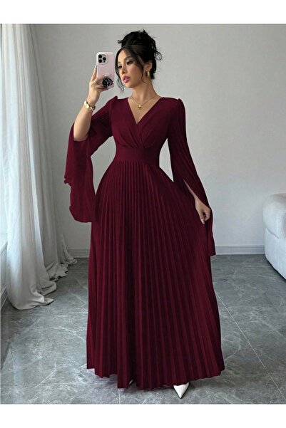 Take Two By Styli فستان ماكسي نسائي مطوي بأكمام شق