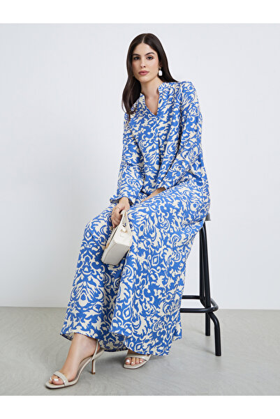 Styli Women All-Over Print Collared Jalabiya