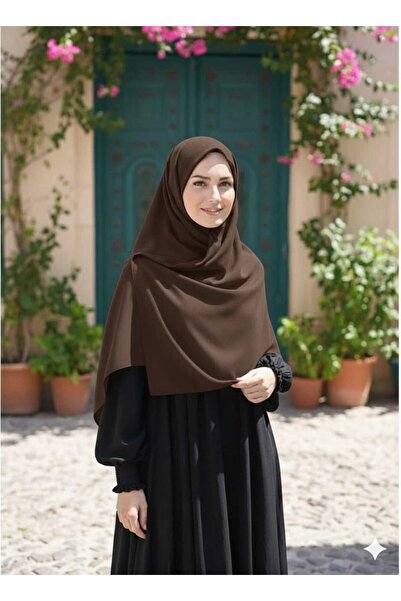 FRESCO SCARFS حجاب تيسيتشر مصري من حرير المدينة، وشاح 110×110 بلون بني غامق