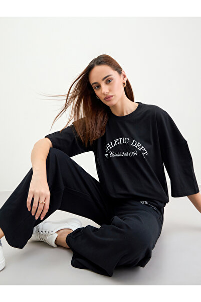 Styli Black Oversized Graphic Print Top and Joggers Co-Ords