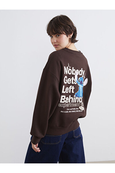 LC Waikiki Sweatshirt gros pentru femei, cu imprimeu Stitch, cu croială lejer...