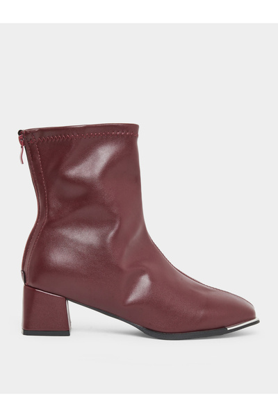 Take Two By Styli Women Burgundy Pointed Toe Ankle Boots