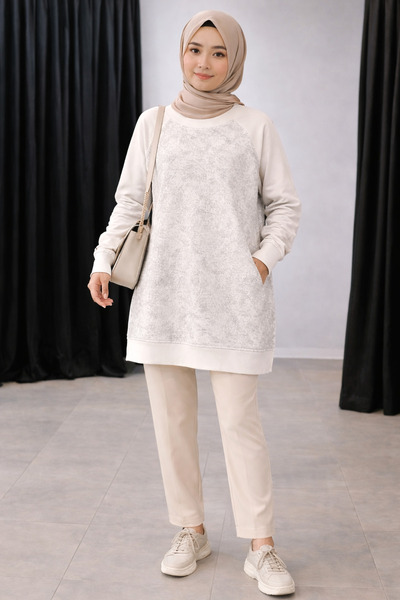 azram TESETTÜR TUNİK SİM DETAYLI TESETTÜR TUNİK