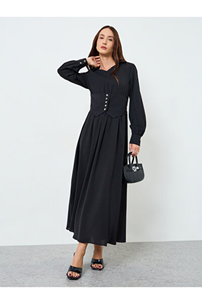 Take Two By Styli فستان ماكسي نسائي بأزرار أمامية وتفاصيل الكورسيه